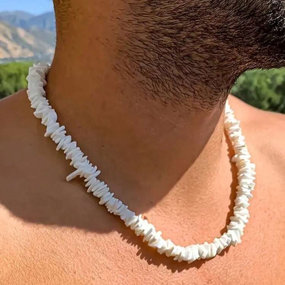 1pc Summer Beach Shell Beaded Men's Necklace, (Ocean Style)